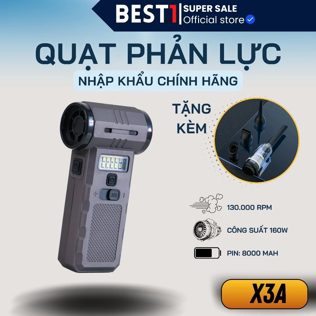 Quạt Phản Lực Máy Thổi Cầm Tay Mini Jetfan X3 X3A Công Suất Cao
